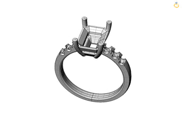 CAD Emerald Cut Engagement Ring