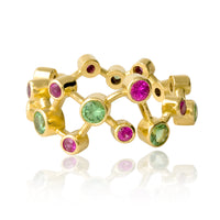 Pink Sapphire & Tsavorite Garnet Dendritic Ring