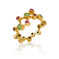 Pink Sapphire & Tsavorite Garnet Dendritic Ring
