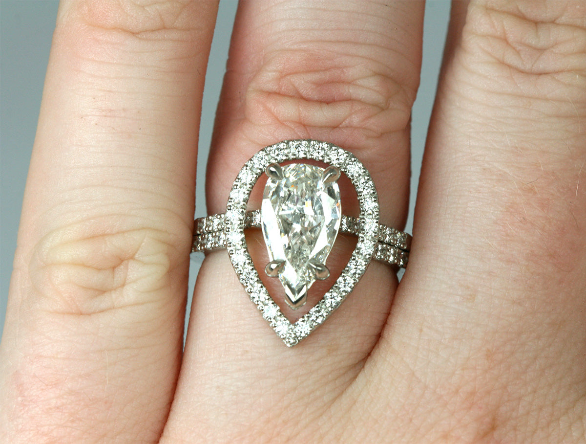 Pear Shaped Diamond Stacking Rings in Platinum