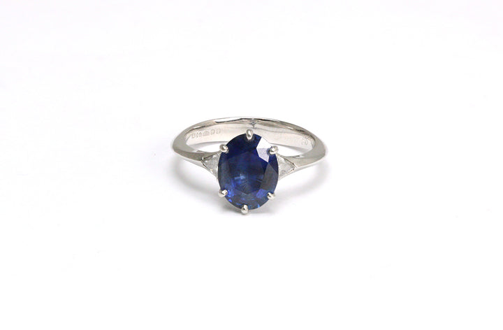 Sapphire & Diamond Engagement Ring in Platinum