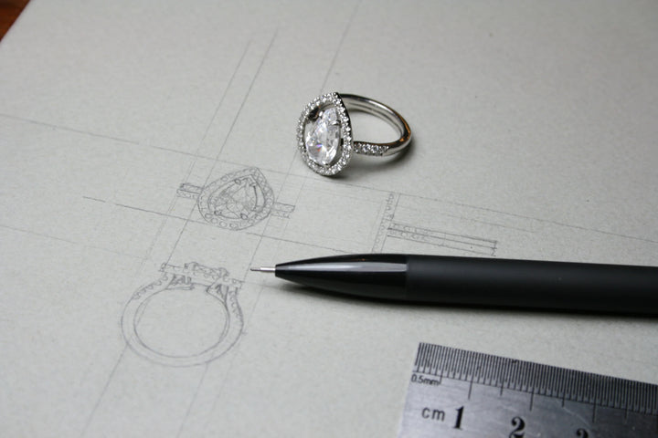 Workshop picture making a bespoke engagement ring by Alexander Davis Jewellery in London