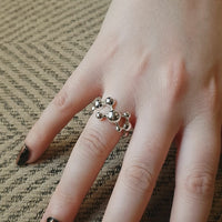 Silver Atomic Sphere Ring