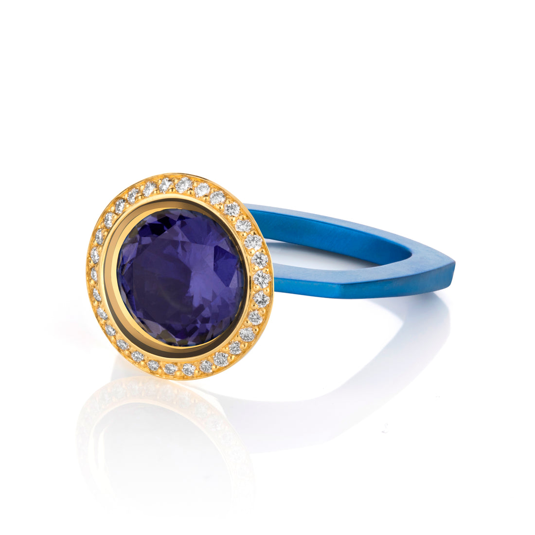 Titanium Magenta Sapphire Cone Ring