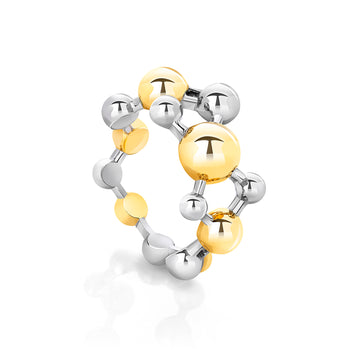 Gold Vermeil and Sterling Silver Two Tone Atomic Sphere Ring