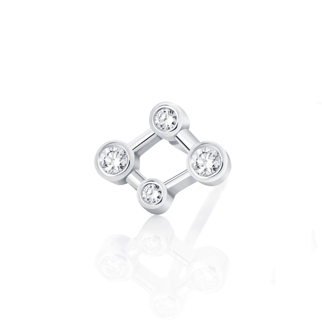 18ct White Gold Single Atomic Micro Diamond Stud