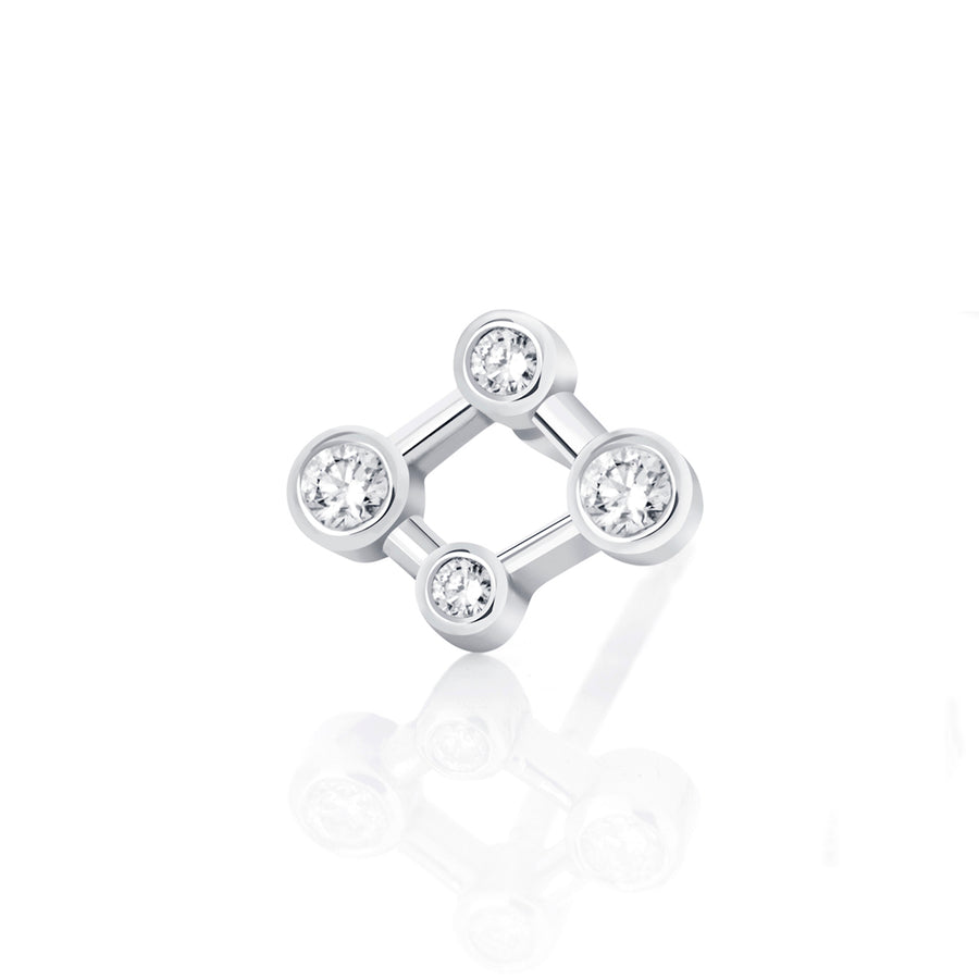 18ct White Gold Single Atomic Micro Diamond Stud
