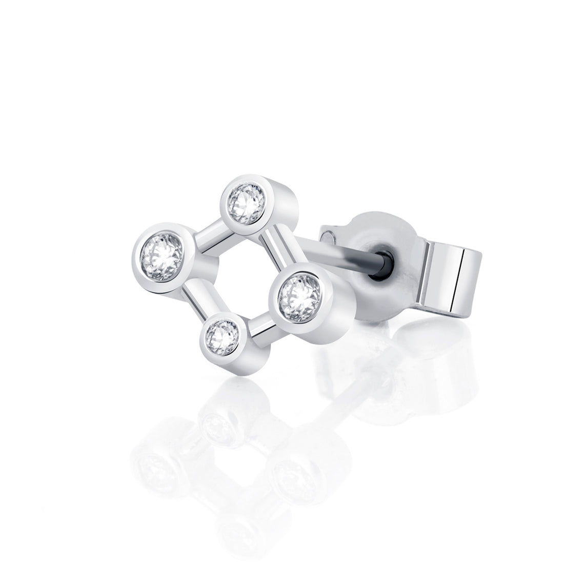 18ct White Gold Single Atomic Micro Diamond Stud