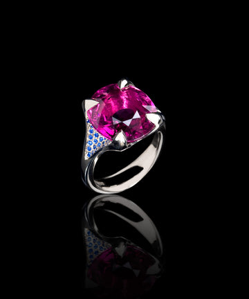 Purple Tourmaline & Sapphire Pave Ring