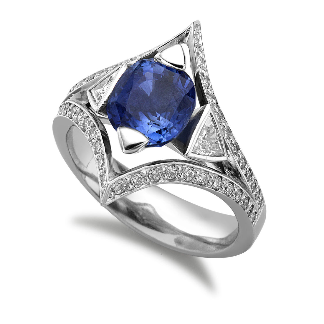 Sapphire Trillion Ring