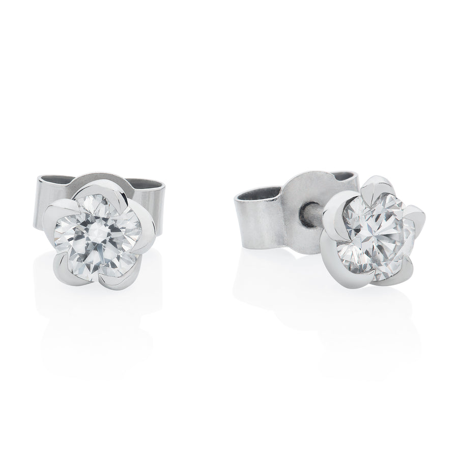 Platinum 0.54ct Deadly Nightshade Diamond Stud Earrings