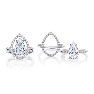 Platinum and Pear Cut Diamond Stacking Rings