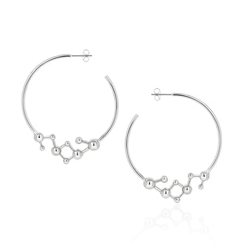 Silver Atomic Sphere Hoop Earrings