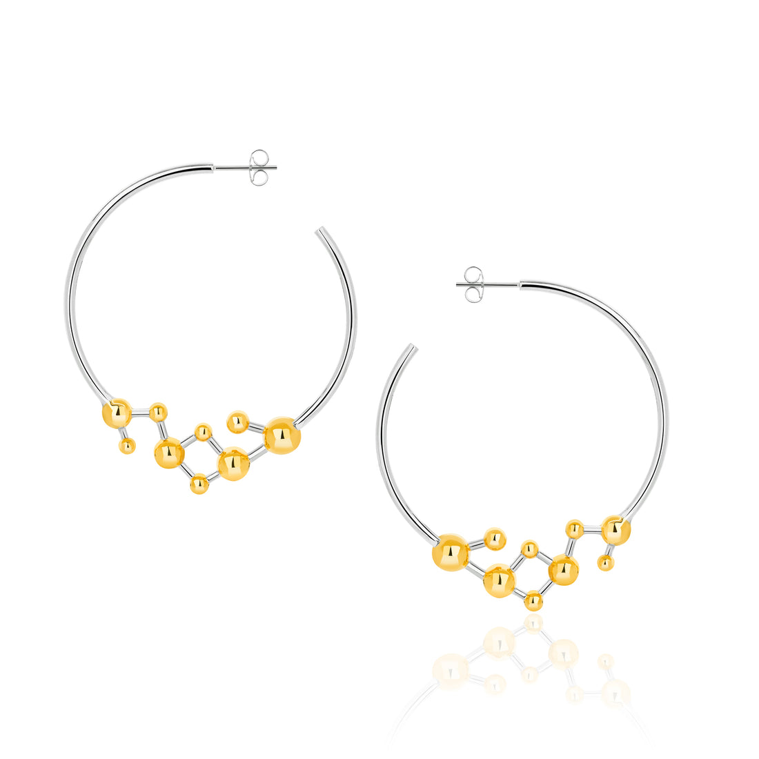 Atomic Gold Silver and Gold Vermeil Atomic Sphere Hoop Earrings – Alexander Davis