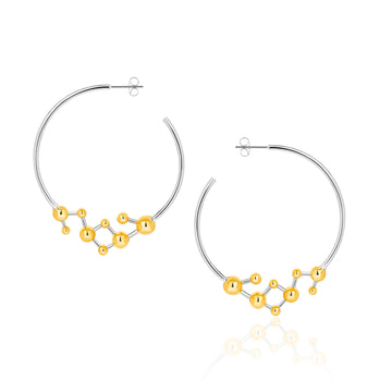 Silver and Gold Vermeil Atomic Sphere Hoop Earrings